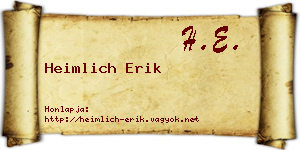 Heimlich Erik névjegykártya